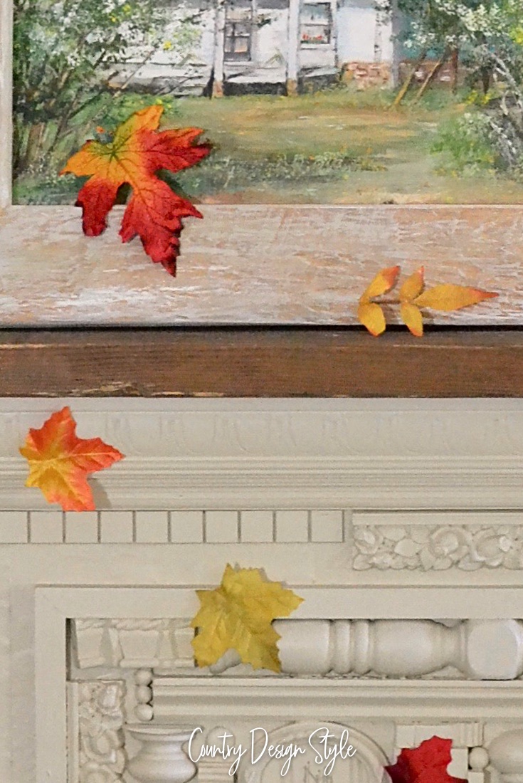 Falling leaves on the mantel