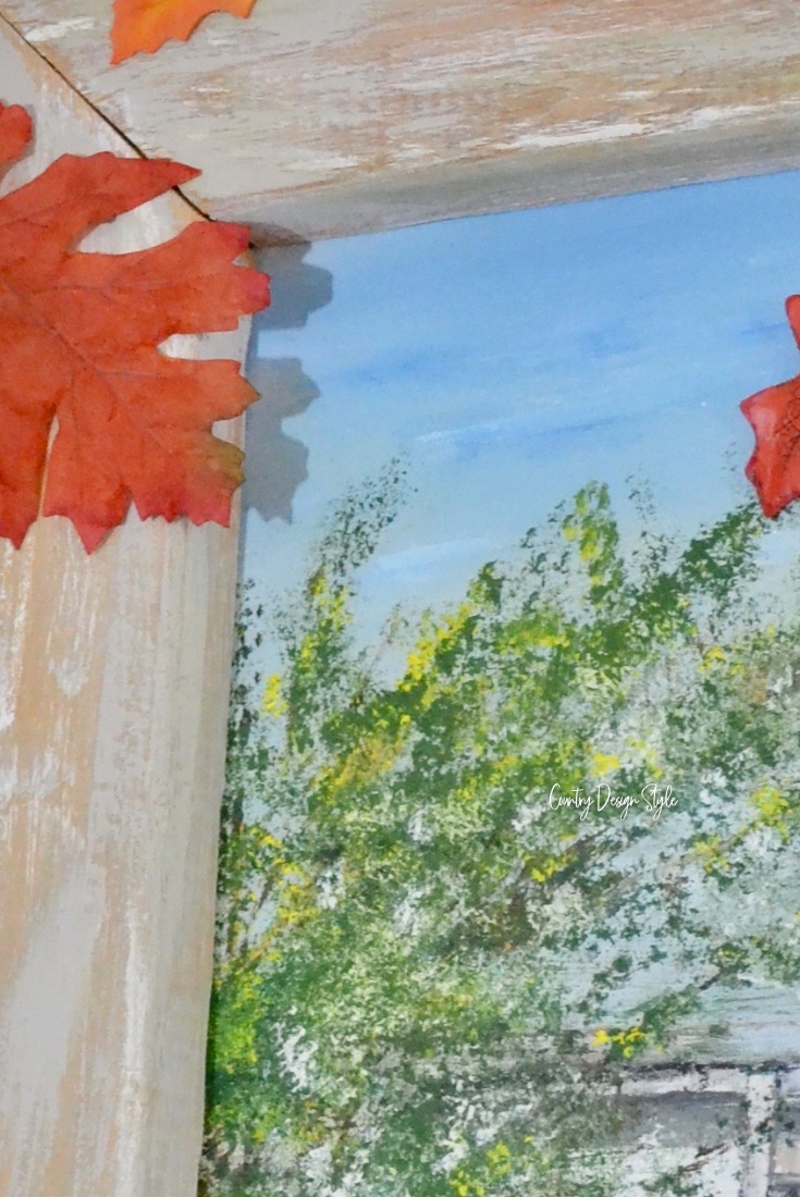 Falling leaves over the painting