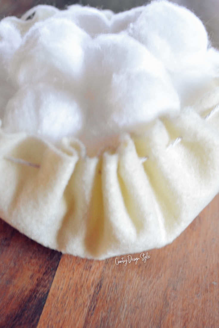 bonnet stuffed with cotton balls