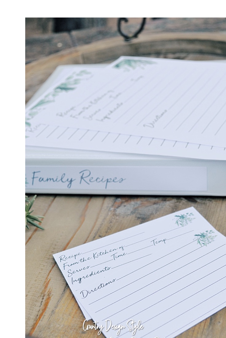 Recipe card templates printable