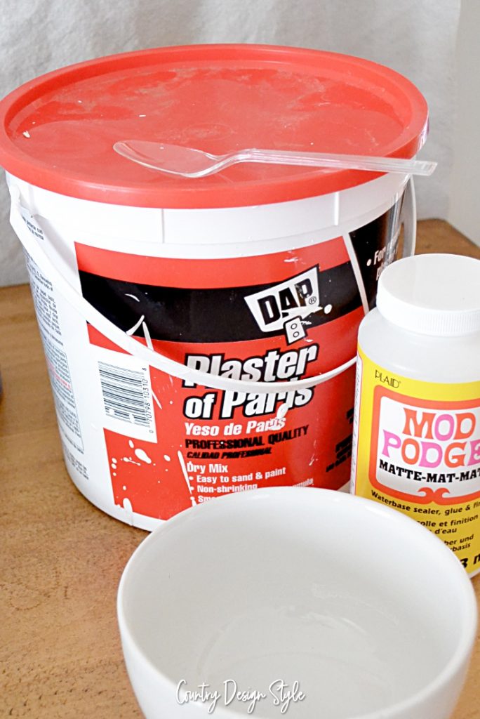 Gypsum plaster and mod podge