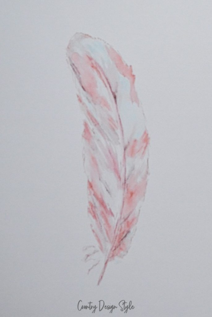 feather on white watercolor paper