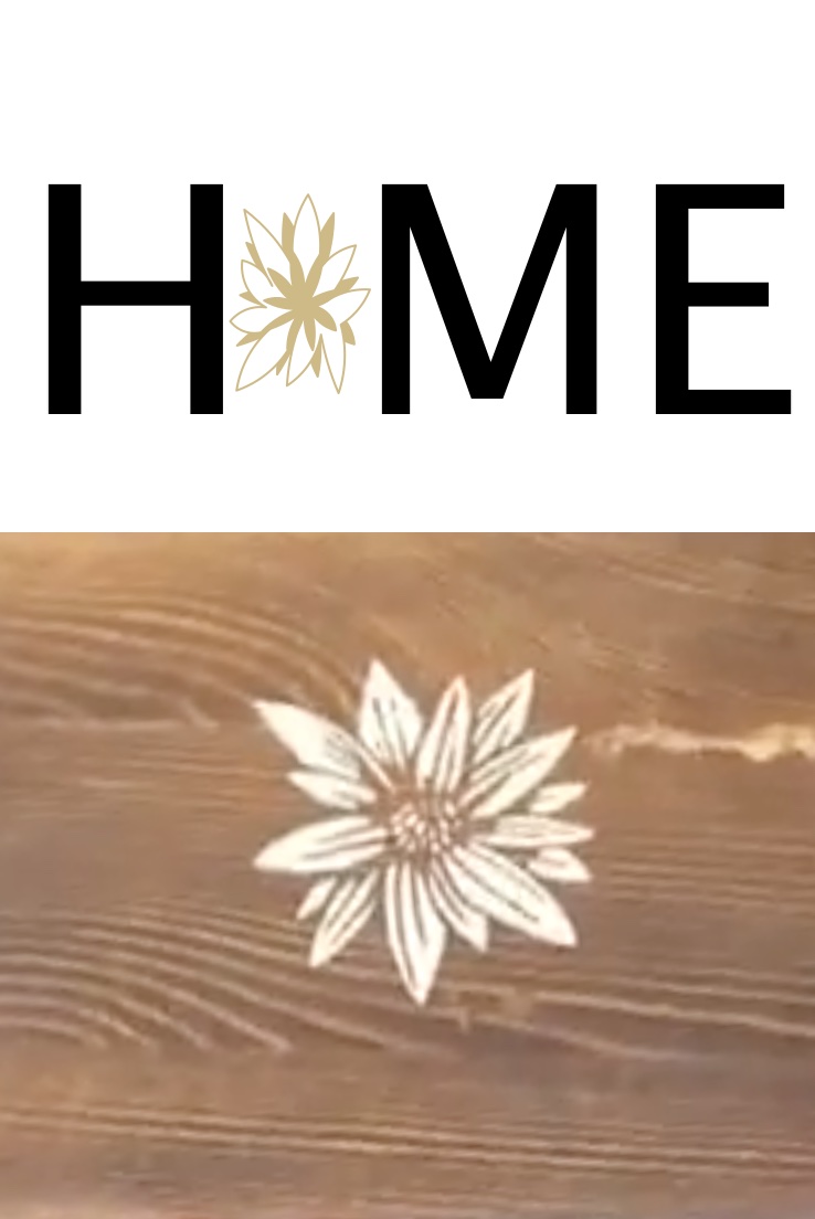 Flower on wood for the O in home