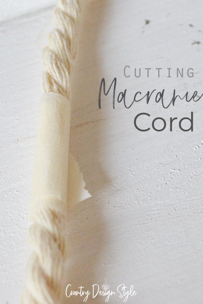 macrame cord with masking tape around the cut place