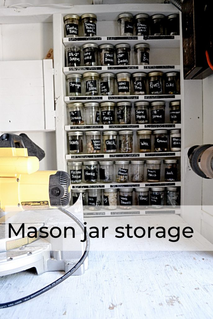mason jars on shelves