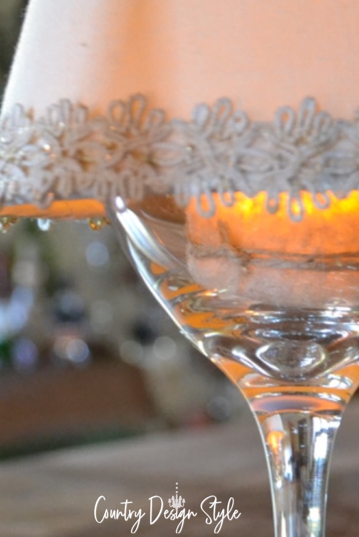 close up of wine glass with shade and candle