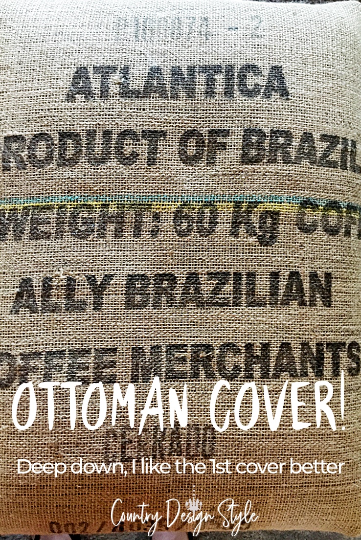 Burlap sack ottoman cover in 30 minutes or less - Country Design Style