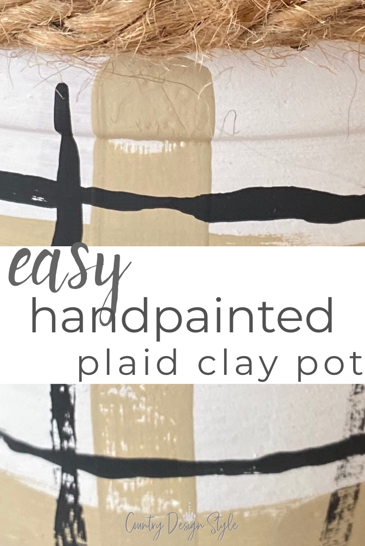 Handpainted Plaid Clay Pot