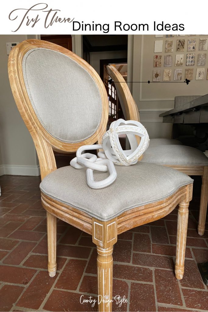 Side chair with oval back and wood trim